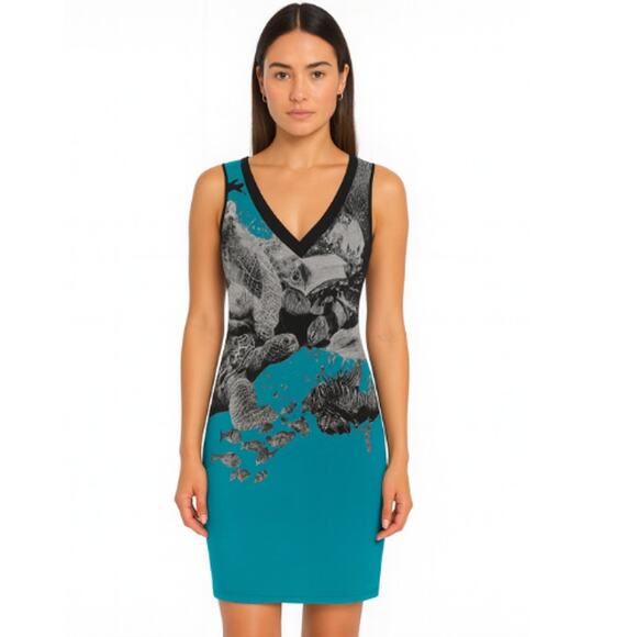 Marc Cain Silk Blend Sweater Dress in Aqua Marine – RARE Size 8 - Picture 1 of 3